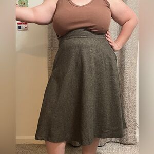 Modcloth Brown Tweed A-Line Skirt with Pockets